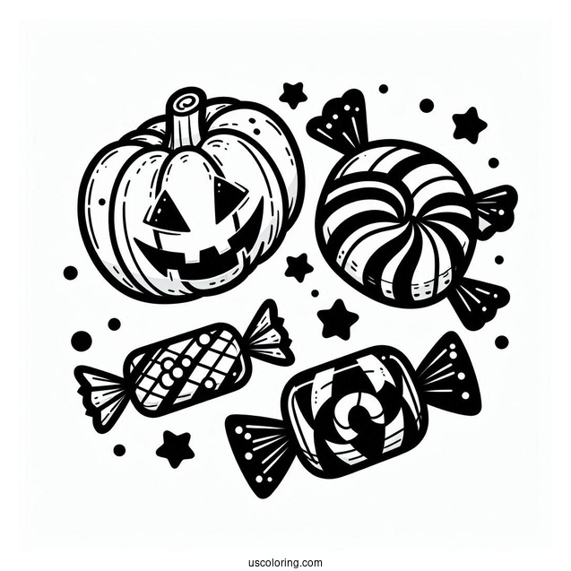 Halloween Themed Candy Coloring Page