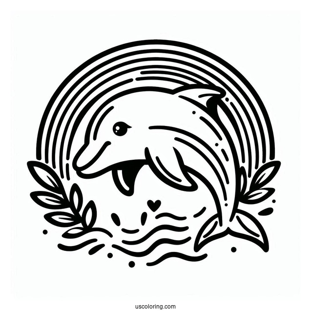 Dolphins With Rainbow Coloring Page