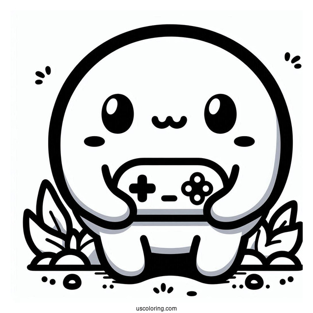 Shy Guy Coloring Page Playing Video Game Outline