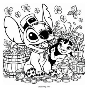 Lilo And Stitch Themed St Patrick_s Day Coloring Sheet