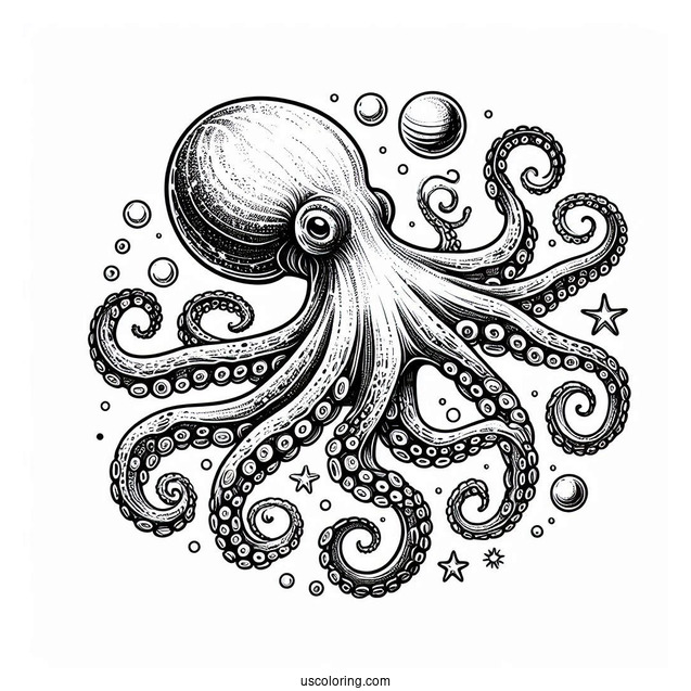 East Pacific Red Octopus Coloring Page