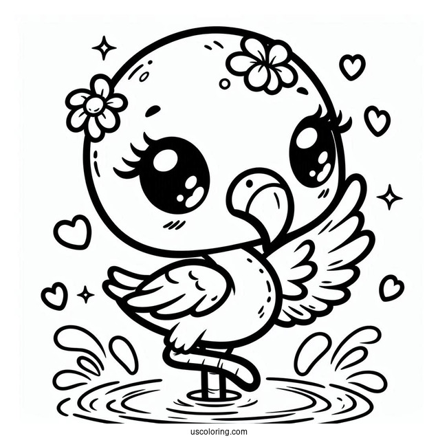 Kawaii Themed Flamingo