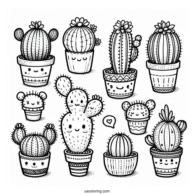 Various Baby Cactus Plants To Color