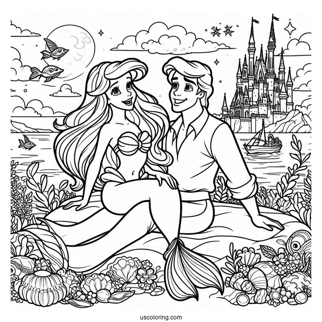 Ariel And Prince Eric On Land Coloring Sheet