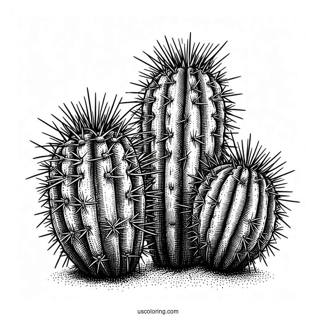 Realistic Desert Cactus With Spikes