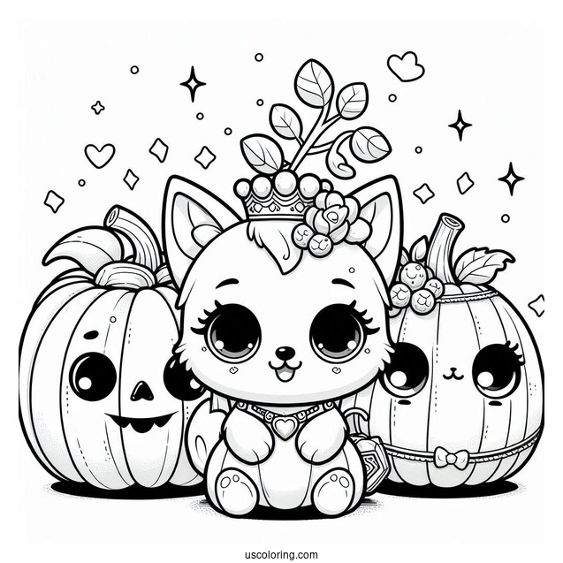 Palace Pets Coloring Page Of Cute Pumpkin, Treasure, And Berry For Kids
