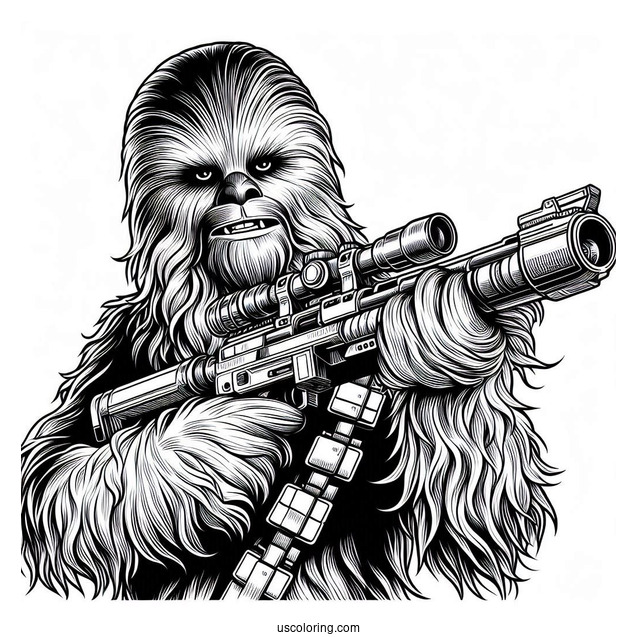Chewbacca Holding Blaster Rifle