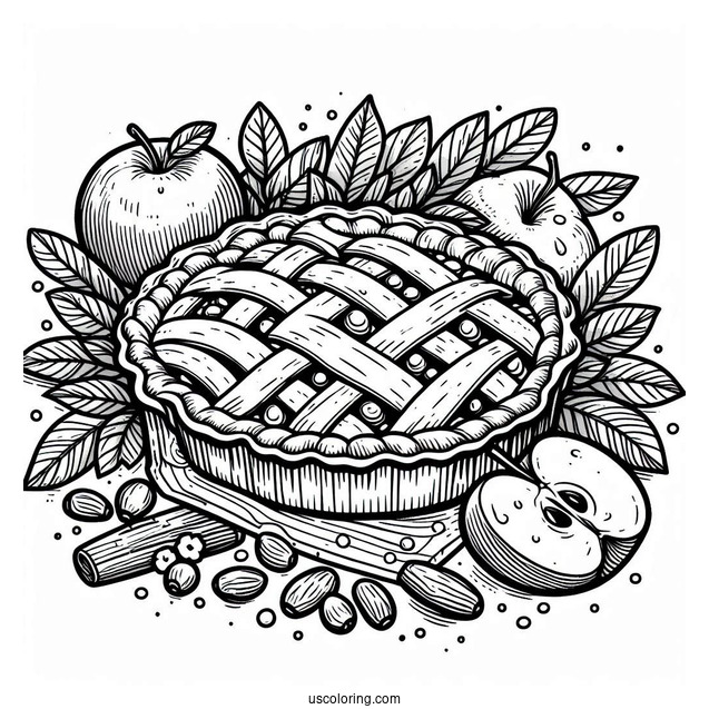 Apple Pie Coloring Page For Kids