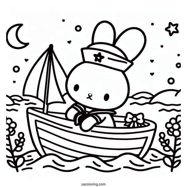 Sailor Miffy Coloring Page On A Boat