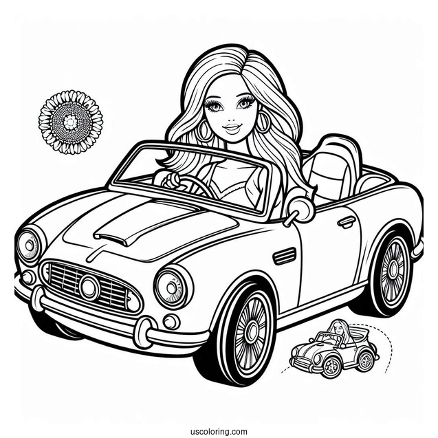 Barbie Car Convertible Coloring Page
