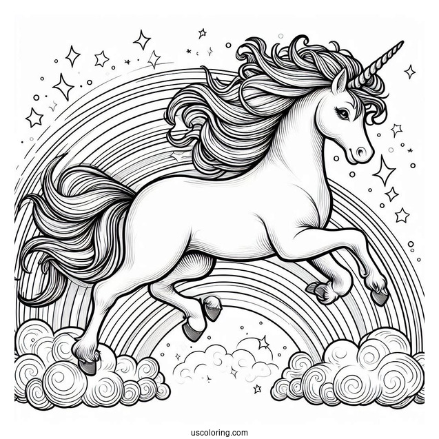 Realistic Looking Unicorn Galloping On a Rainbow