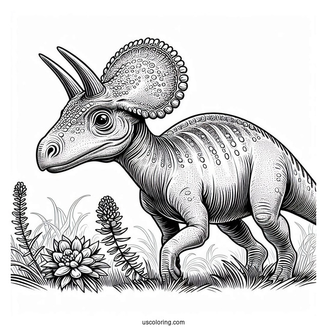 Simple Close Up Of Parasaurolophus Coloring Page