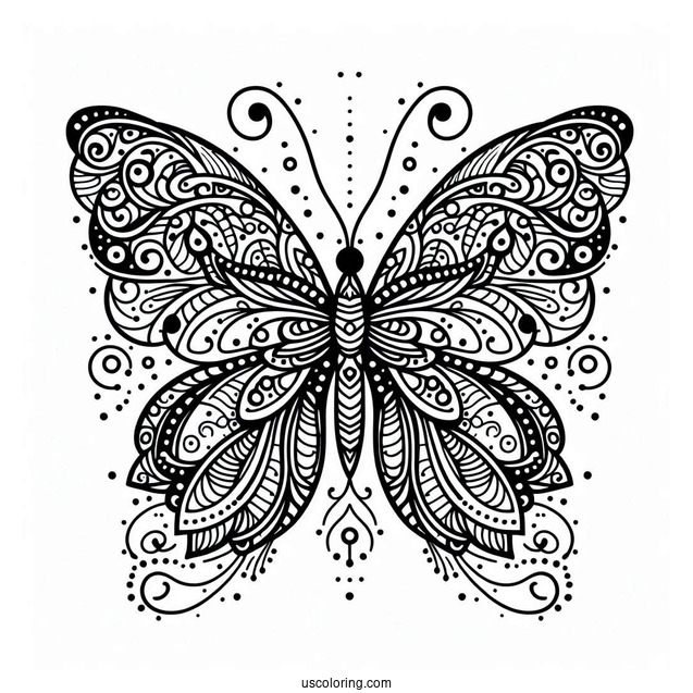 Intricate Butterfly Coloring Page Mandala