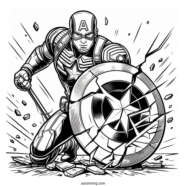 Captain America With Broken Shield
