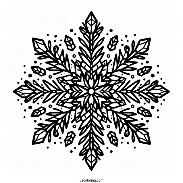 Cartoon Crystal Snowflake Coloring Page For Kids