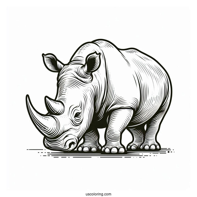 Simple Outline Of a Rhino To Color