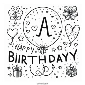 Happy Birthday Letter Balloons To Color