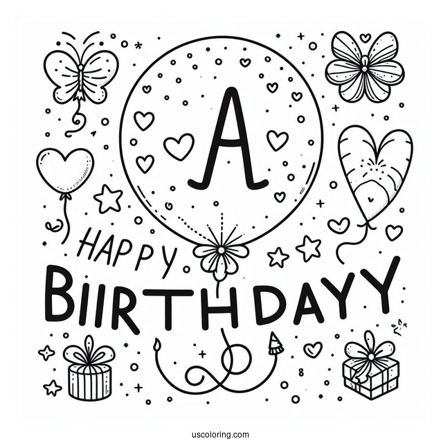 Happy Birthday Letter Balloons To Color