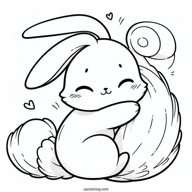Cream The Rabbit Hugging Tails Coloring Page