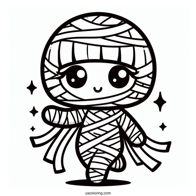 Cute Chibi Mummy Coloring Page For Kids