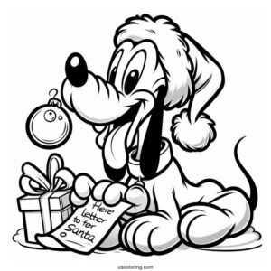 Pluto Coloring Page Biting Letter To Santa For Christmas