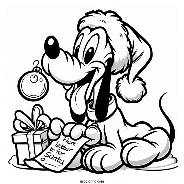 Pluto Coloring Page Biting Letter To Santa For Christmas