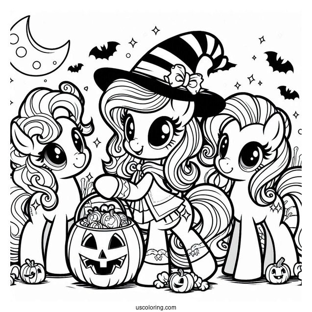 Trick-or-Treat My Little Pony Coloring Sheet