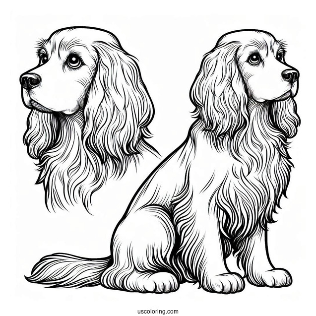 Pretty Spaniel Dog To Color