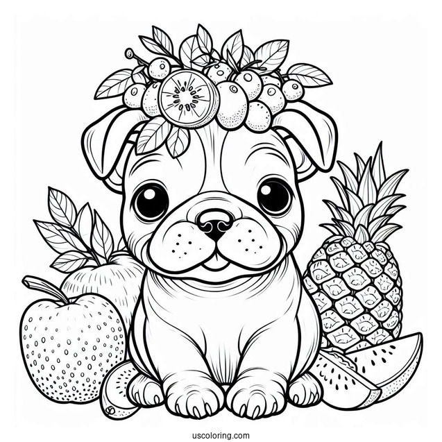 Rio Bulldog With Fruits On The Head