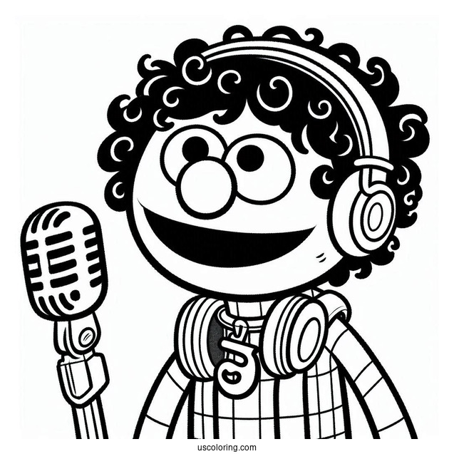 Sing Coloring Page Of Eddie Noodleman With Headphones Around Neck