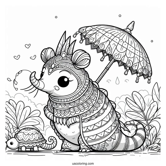 Raya And The Last Dragon Coloring Page Of Kawaii Tuk Tuk The Armadillo For Kids