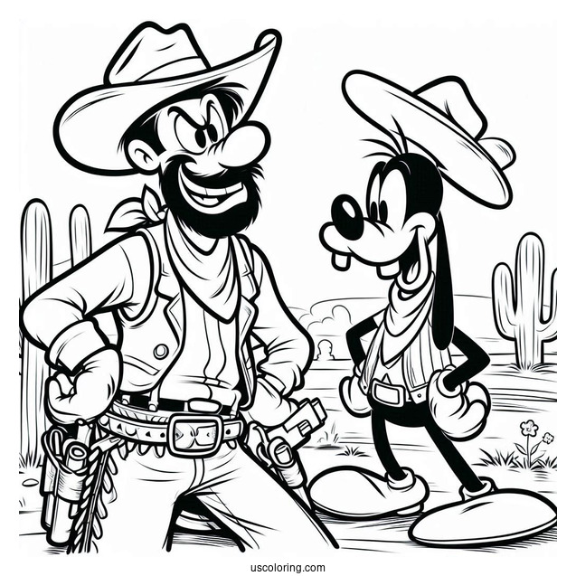Cowboy Coloring Page Goofy In The Wild West