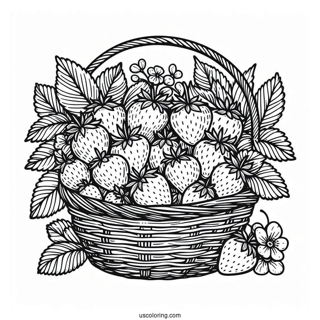 Basket Full Of Strawberries Coloring Page