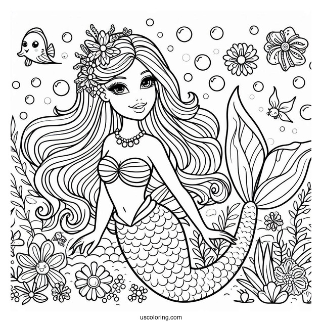 Barbie Mermaid Coloring Sheet For Kids
