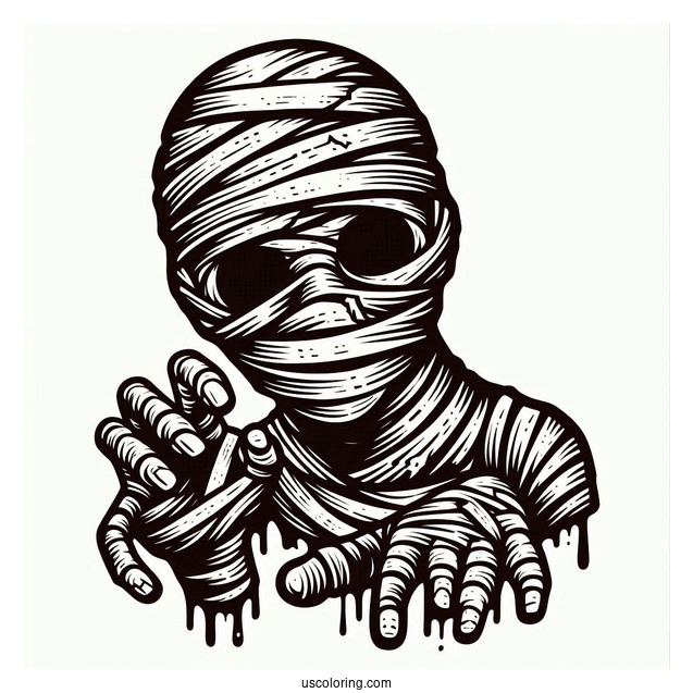 Terrifying Mummy Coloring Page With No Bandages On The Face