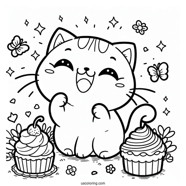 Coloring Sheet Of Cute Cat Meowing