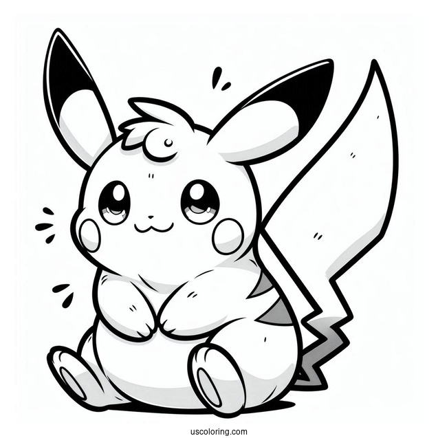 Cute Raichu Coloring Page Using Tail In Battle