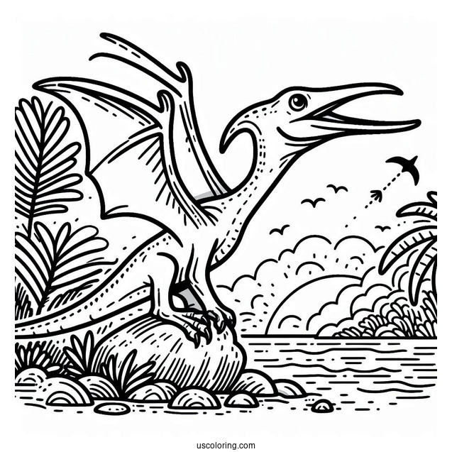 Pterodactyl Coloring Page With Sharp Beak