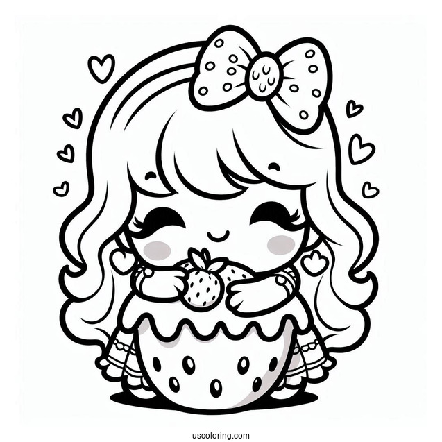 Strawberry Shortcake Coloring Page Hugging Custard Coloring Page