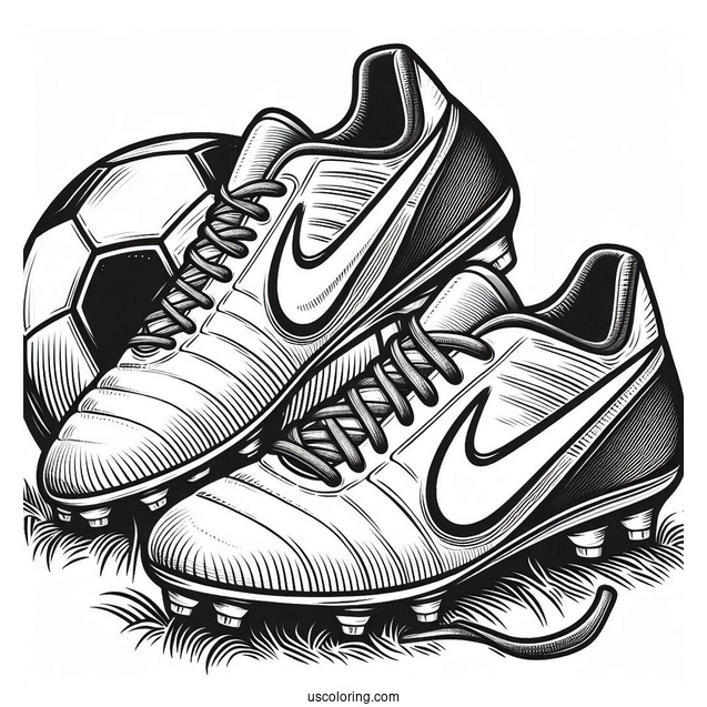 Nike Soccer Boots And Ball To Color