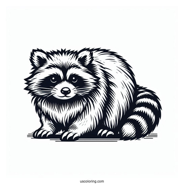 Large Realistic Raccoon Coloring Page