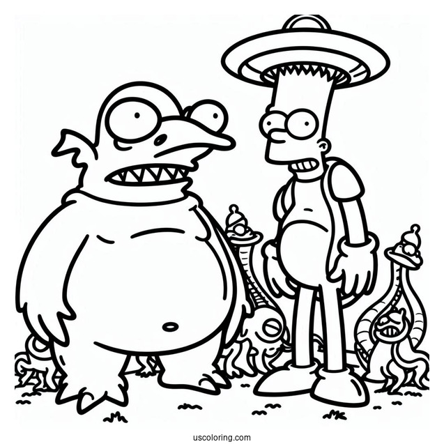 Simpsons Coloring Pages Of Kang And Kodos Simpsons Alien