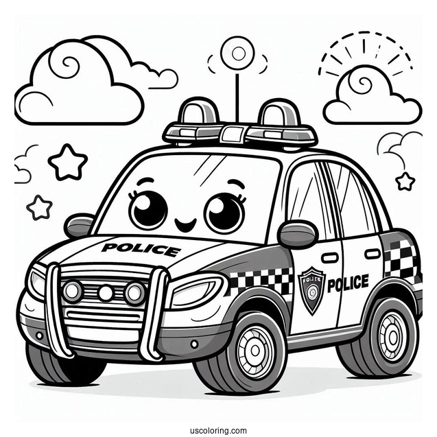 Poli Police Car Coloring Page For Preschoolers