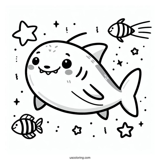 Baby Shark Coloring Page With William For Preschoolers