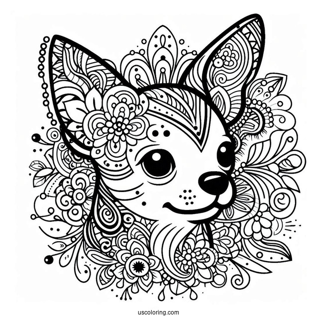 Chihuahua Coloring Page Mandala