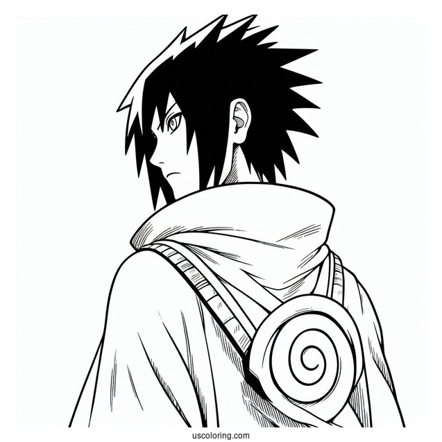 Uchiha Sasuke Coloring Page Looking Back