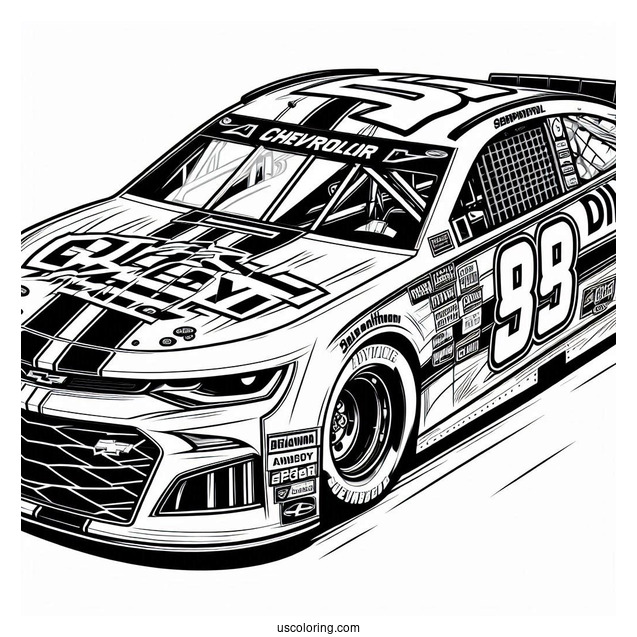 Dale JR Chevrolet Camaro NASCAR Coloring Page