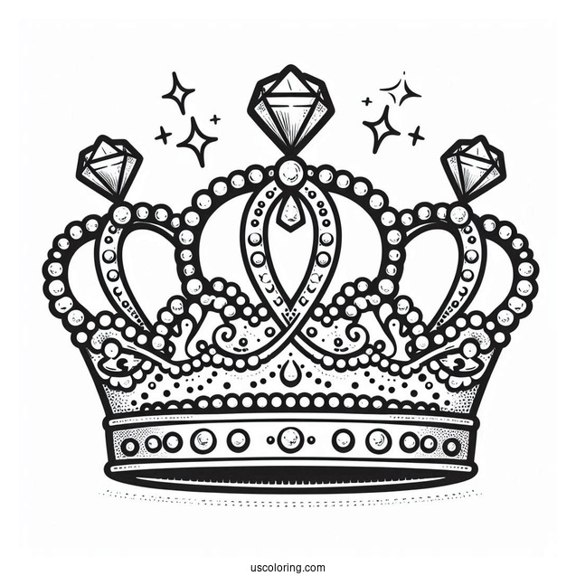 Tiara Crown With Diamonds Coloring In