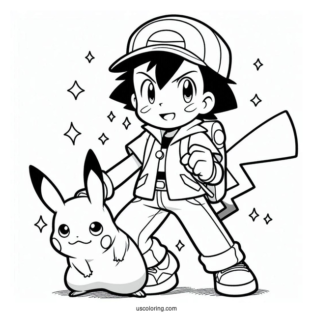 Ash And Pikachu To Color