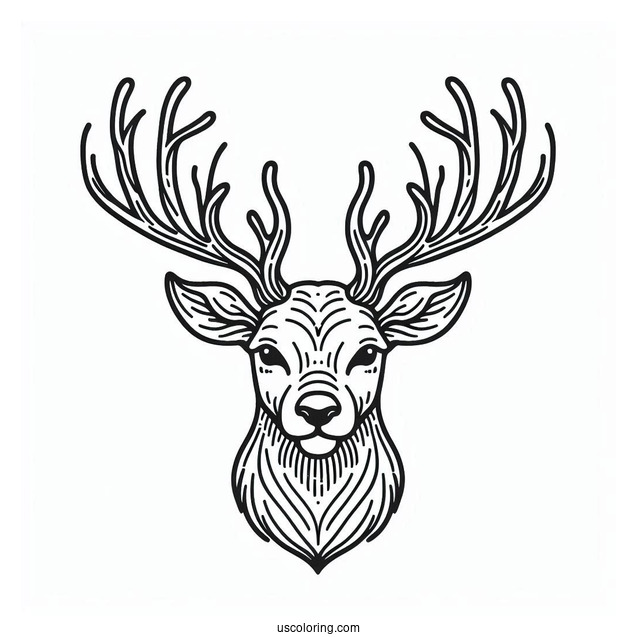 Simple Outline Of Reindeer Head
